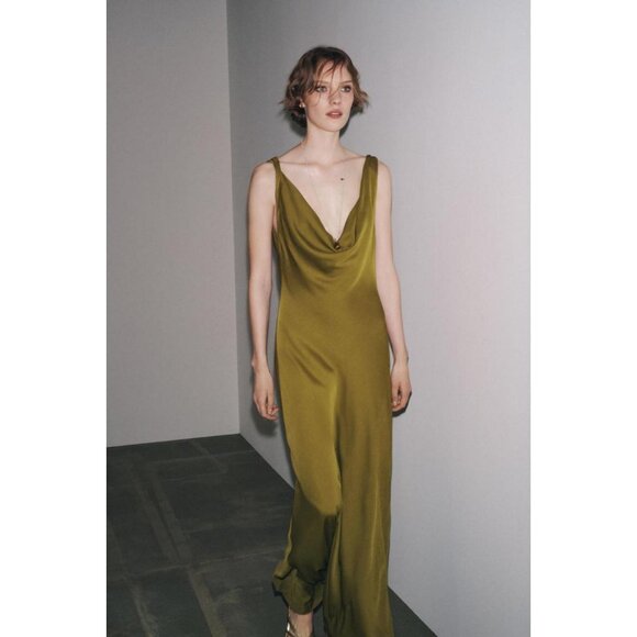 ZARA ZW COLLECTION SATIN LONG DRESS - Picture 2 of 8
